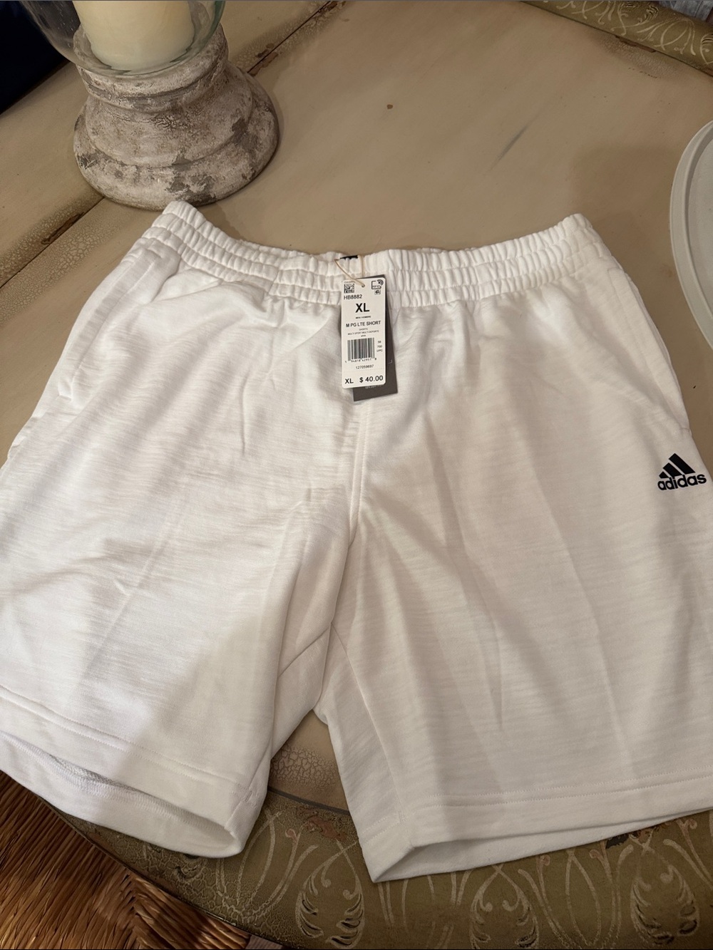 adidas Men’s White Athletic Shorts with Elastic Waist